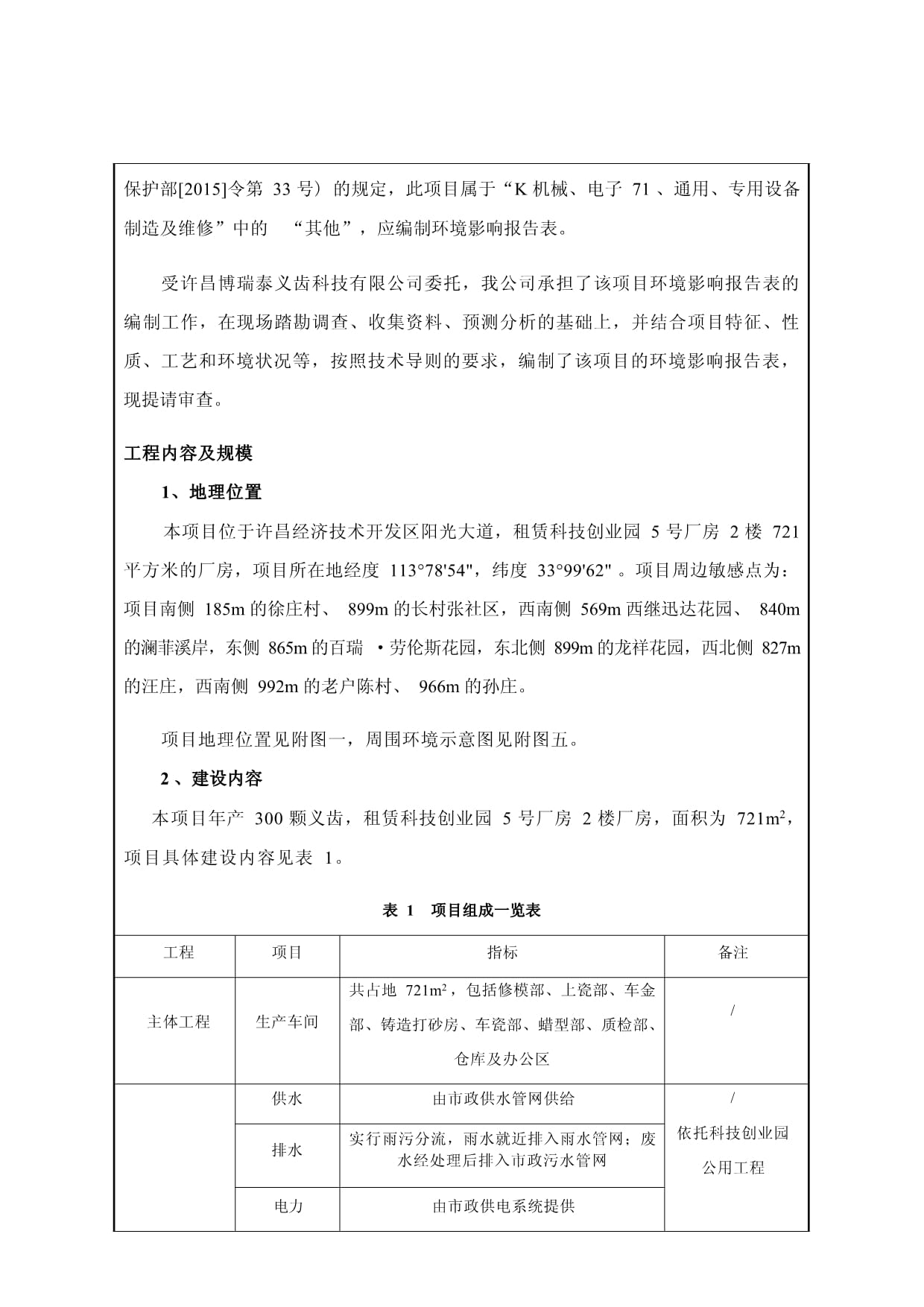 許昌博瑞泰義齒科技年產(chǎn)300顆義齒項目環(huán)境影響報告